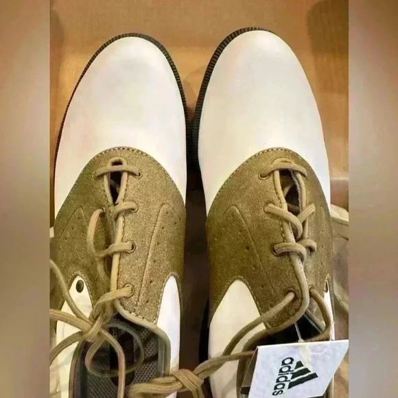 NWT - Adidas Women's Tan & White SADD Ritual Saddle Golf Shoes (Size 10) - Picture 10 of 10